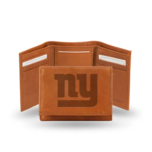 Rico New York Giants Genuine Leather Pecan Tri-Fold Wallet Str1405