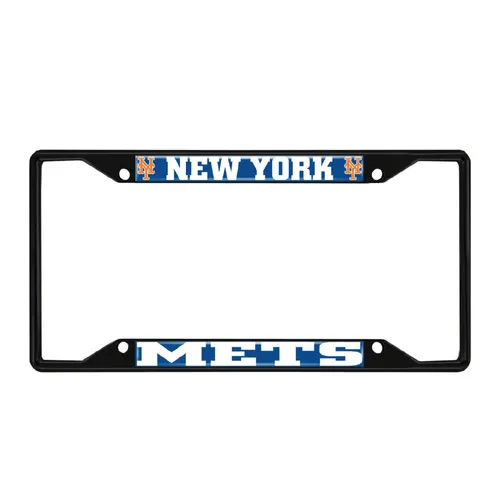 Fan Mats New York Mets Metal License Plate Frame Black Finish