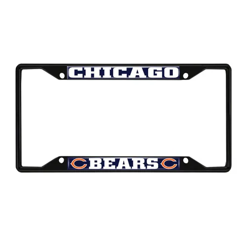 Fan Mats Chicago Bears Metal License Plate Frame Black Finish