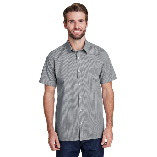 Artisan Collection By Reprime Mens Microcheck Gingham Short-Sleeve Cotton Shirt RP221. Printing is available for this item.