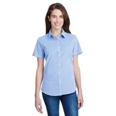 Artisan Collection By Reprime Ladies' Microcheck Gingham Short-Sleeve Cotton Shirt RP321