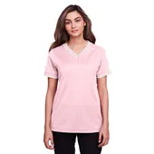 Devon & Jones Ladies' CrownLux Performance Plaited Tipped V-Neck Polo DG20CW