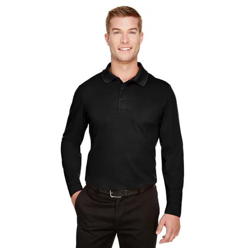 Devon & Jones CrownLux Performance Men's Plaited Long Sleeve Polo DG20L. Printing is available for this item.