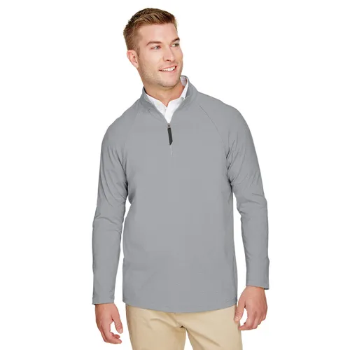 Devon & Jones CrownLux Performance Men's Clubhouse Micro-Stripe Quarter-Zip DG480. Decorated in seven days or less.