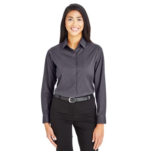 Devon & Jones CrownLux Performance Ladies' Tonal Mini Check Shirt DG535W. Printing is available for this item.