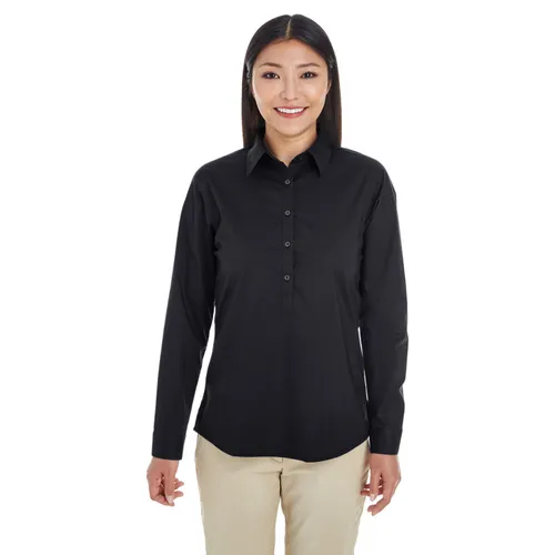 Devon & Jones Ladies' Perfect Fit Half-Placket Tunic Top DP610W. Printing is available for this item.