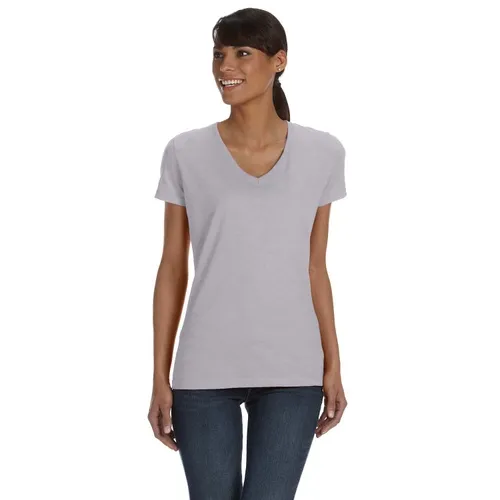 Fruit Of The Loom Ladies' 5 oz. HD Cotton V-Neck T-Shirt L39VR. Printing is available for this item.