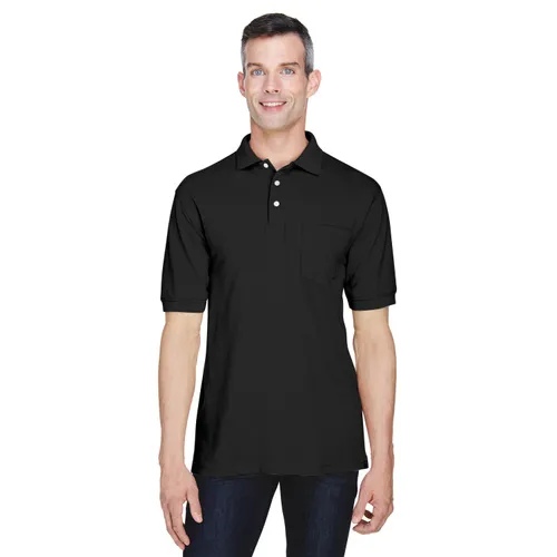 Harriton Men's 5.6 oz. Easy Blend Polo with Pocket M265P. Printing is available for this item.