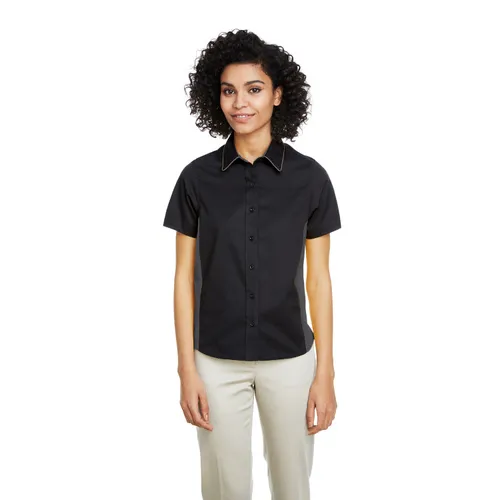 Harriton Ladies' Flash IL Colorblock Short Sleeve Shirt M586W. Printing is available for this item.