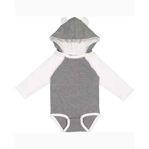 Rabbit Skins Infant Long Sleeve Fine Jersey Bodysuit With Ears 4418. Printing is available for this item.