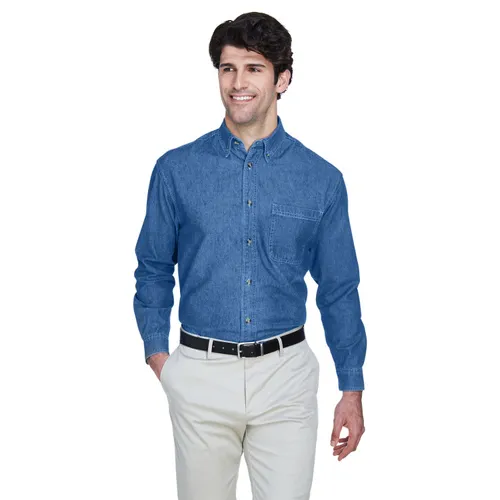 Ultraclub Men's Cypress Denim with Pocket 8960. Printing is available for this item.