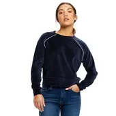 Us Blanks Ladies' Velour Long Sleeve Crop T-Shirt US538