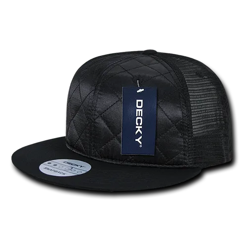 Decky Quilted Flat Bill Trucker Caps 1141. Embroidery is available on this item.