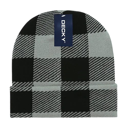 Decky Long Plaid Beanie 8027