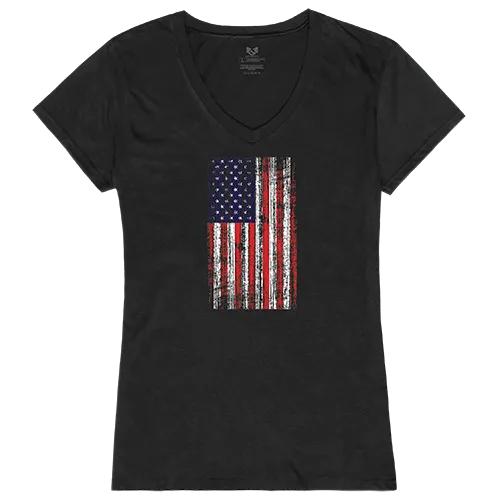 Rapid Dominance Graphic V-Neck Distressed Flag Shirt G03-800