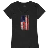 Rapid Dominance Graphic V-Neck Distressed Flag Shirt G03-800