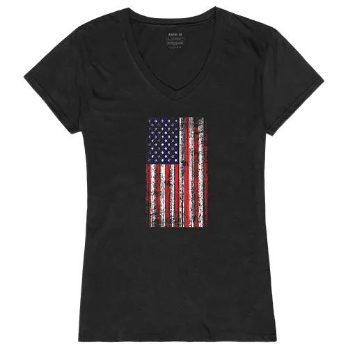 Rapid Dominance Graphic V-Neck Distressed Flag Shirt GS2-800