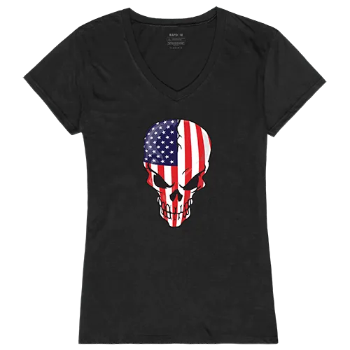 Rapid Dominance Graphic V-Neck Skull Flag Shirt GS2-801