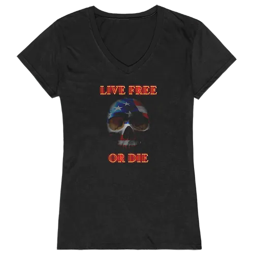 Rapid Dominance Graphic V-Neck Live Free Skull Shirt GS2-802