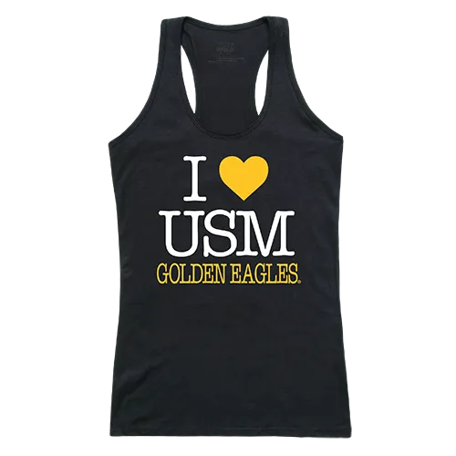 W Republic Women's I Love Tank Shirt Southern Mississippi Golden Eagles 532-151