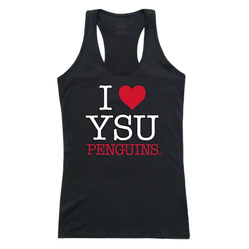 W Republic Women's I Love Tank Shirt Youngstown State Penguins 532-159