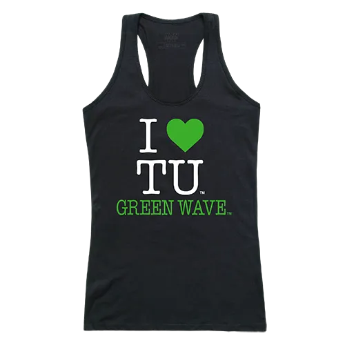 W Republic Women's I Love Tank Shirt Tulane Green Wave 532-198