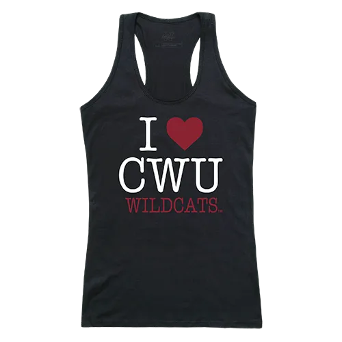 W Republic Women's I Love Tank Shirt Central Washington Wildcats 532-213