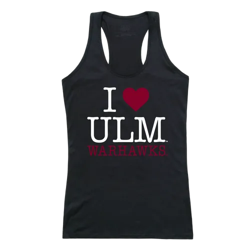 W Republic Women's I Love Tank Shirt Louisiana-Monroe Warhawks 532-331