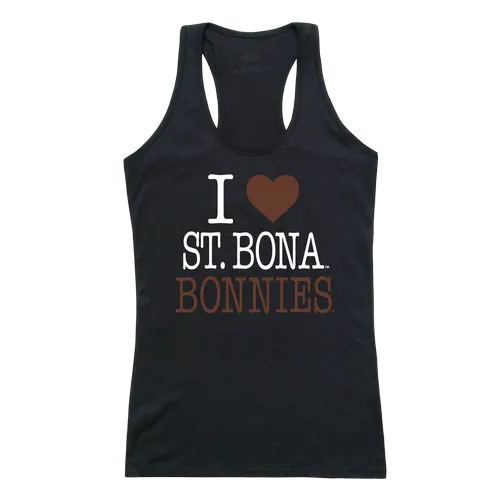 W Republic Women's I Love Tank Shirt Saint Bonaventure University Bonnies 532-386