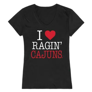W Republic Women's I Love Shirt Louisiana Lafayette Ragin Cajuns 550-189