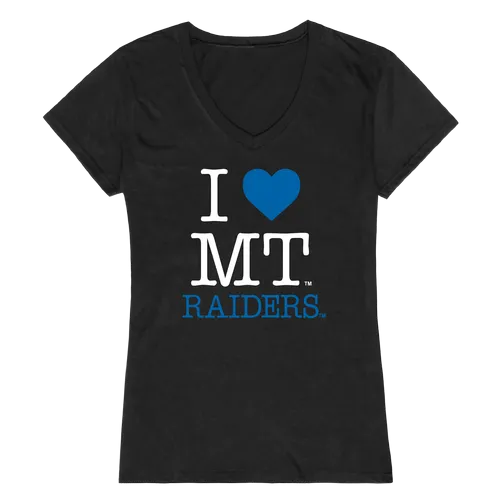 W Republic Women's I Love Shirt Middle Tennessee State Blue Raiders 550-223