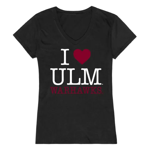W Republic Women's I Love Shirt Louisiana-Monroe Warhawks 550-331