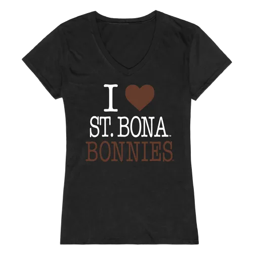 W Republic Women's I Love Shirt Saint Bonaventure University Bonnies 550-386