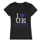 W Republic Women's I Love Shirt University Of Evansville Purple Aces 550-424