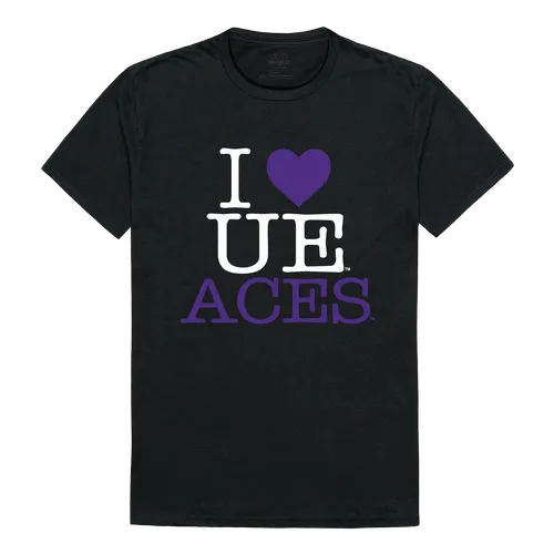 W Republic I Love Tee Shirt University Of Evansville Purple Aces 551-424