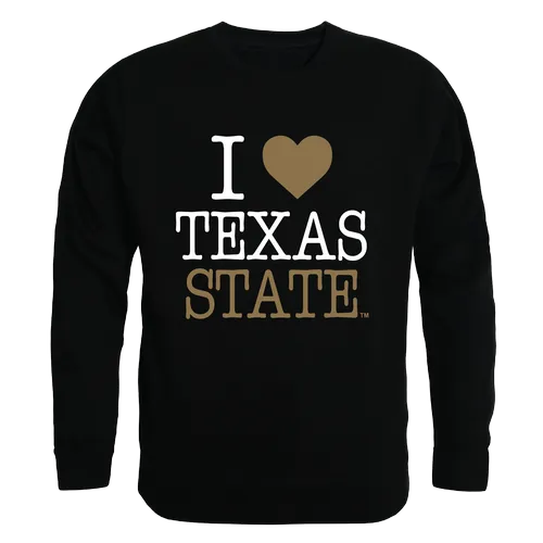 W Republic I Love Crewneck Sweatshirt Texas State Bobcats 552-181