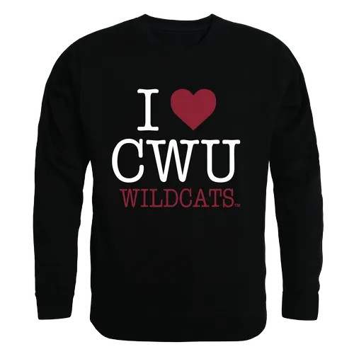 W Republic I Love Crewneck Sweatshirt Central Washington Wildcats 552-213