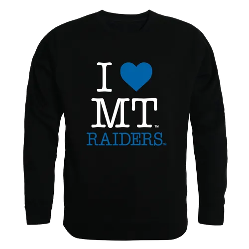 W Republic I Love Crewneck Sweatshirt Middle Tennessee State Blue Raiders 552-223