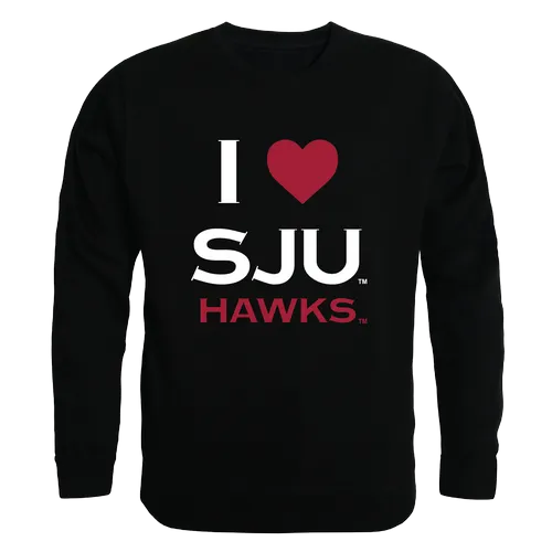 W Republic I Love Crewneck Sweatshirt Saint Joseph's University Hawks 552-232