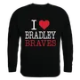 W Republic I Love Crewneck Sweatshirt Bradley Braves 552-270