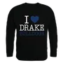 W Republic I Love Crewneck Sweatshirt Drake University Bulldogs 552-292