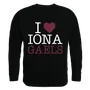 W Republic I Love Crewneck Sweatshirt Iona College Gaels 552-315