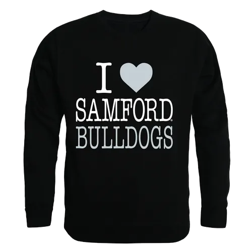 W Republic I Love Crewneck Sweatshirt Samford University Bulldogs 552-375