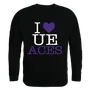 W Republic I Love Crewneck Sweatshirt University Of Evansville Purple Aces 552-424