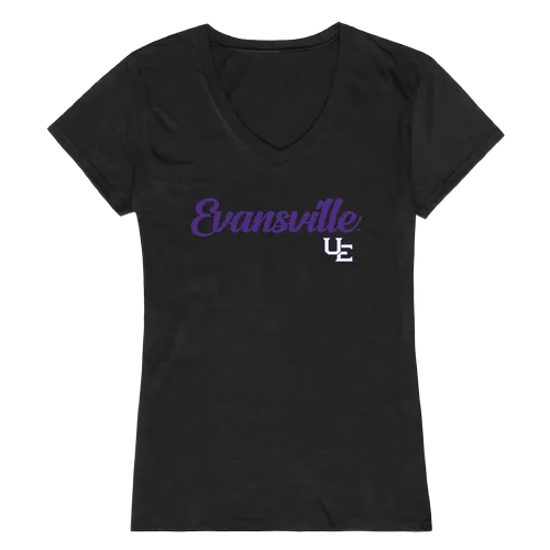 W Republic Women's Script Tee Shirt University Of Evansville Purple Aces 555-424
