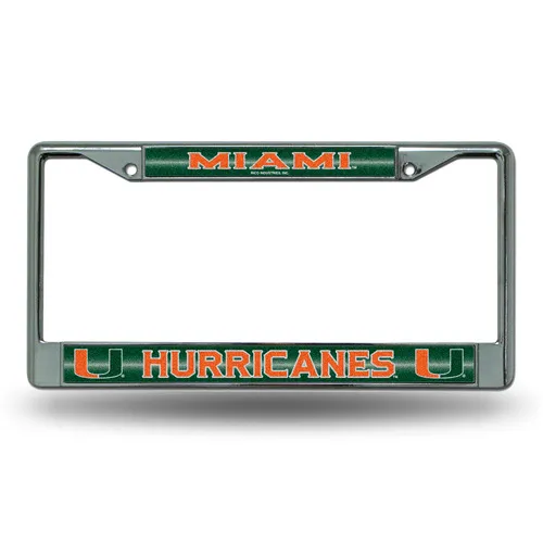 Rico Miami Hurricanes Glitter Chrome License Plate Frame Fcgl100301