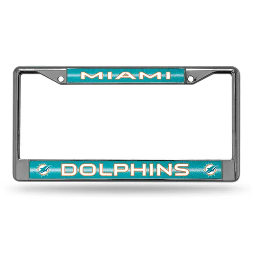Rico Miami Dolphins Glitter Chrome License Plate Frame Fcgl1102