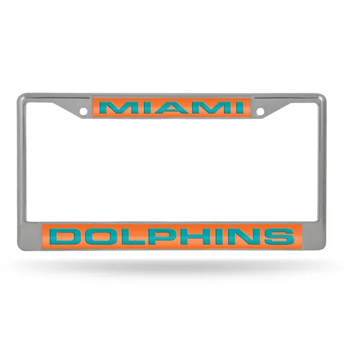 Rico Miami Dolphins Laser Chrome 12 X 6 License Plate Frame Fcl1104