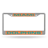 Rico Miami Dolphins Laser Chrome 12 X 6 License Plate Frame Fcl1104