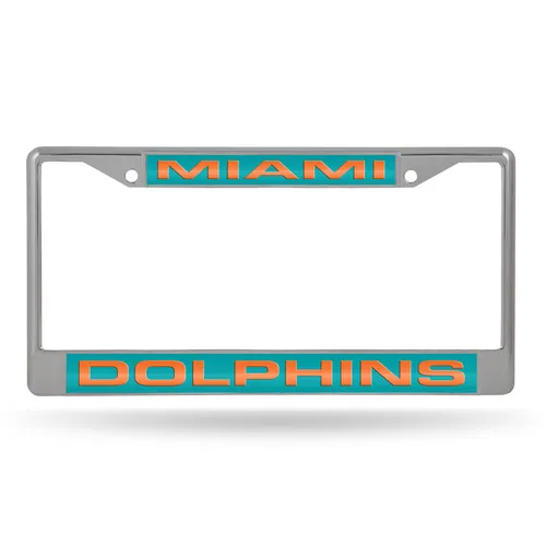 Rico Miami Dolphins Laser Chrome 12 X 6 License Plate Frame Fcl1105